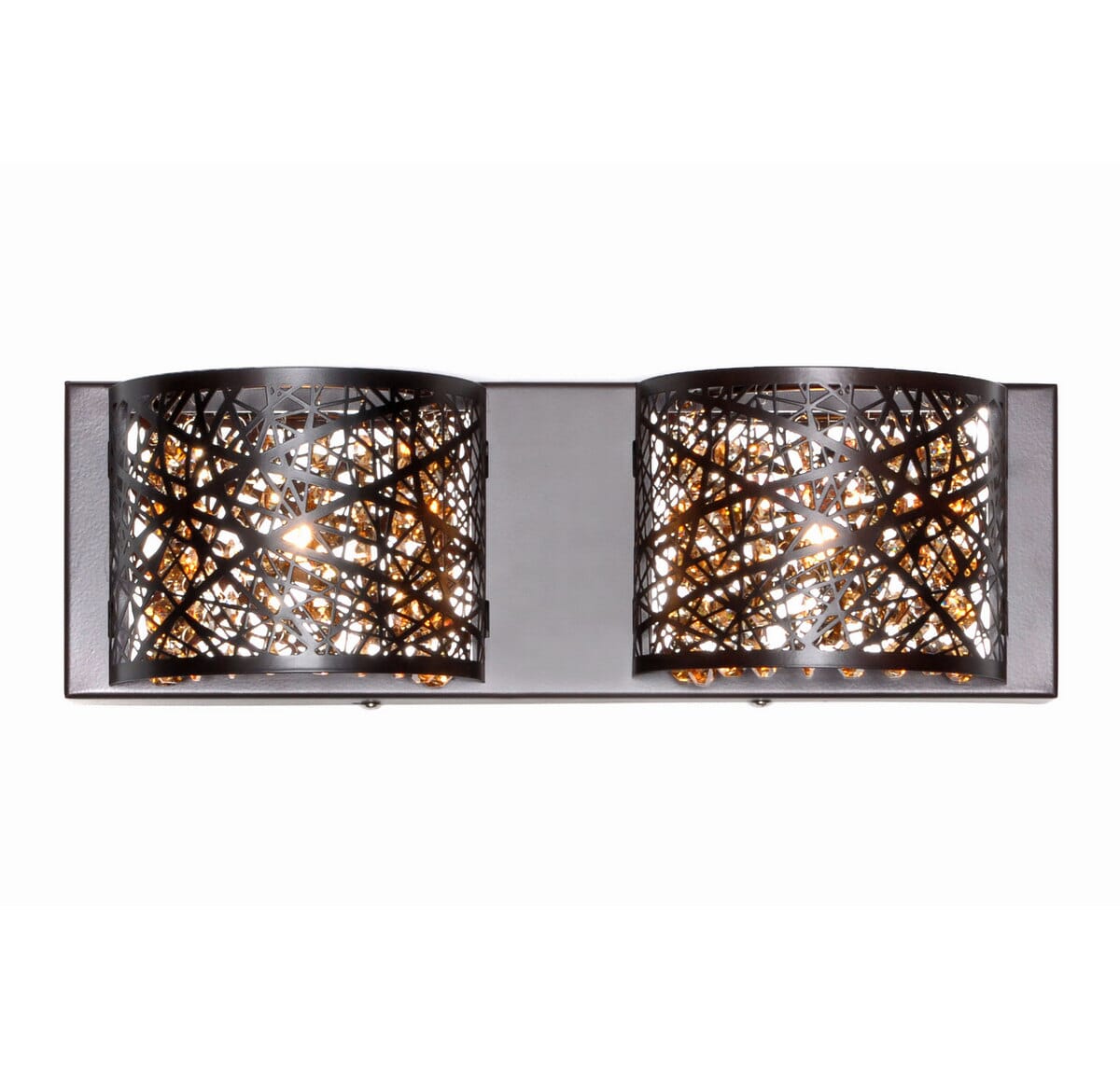 ET2 Inca 15.75" 2-Light Cognac Glass Bathroom Vanity Light in Bronze