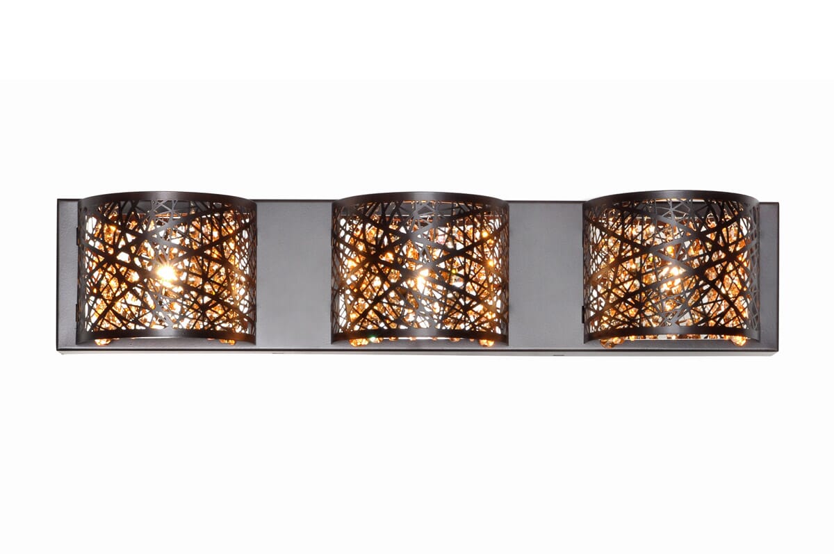 ET2 Inca 3-Light Bathroom Vanity Light in Bronze with Cognac Glass