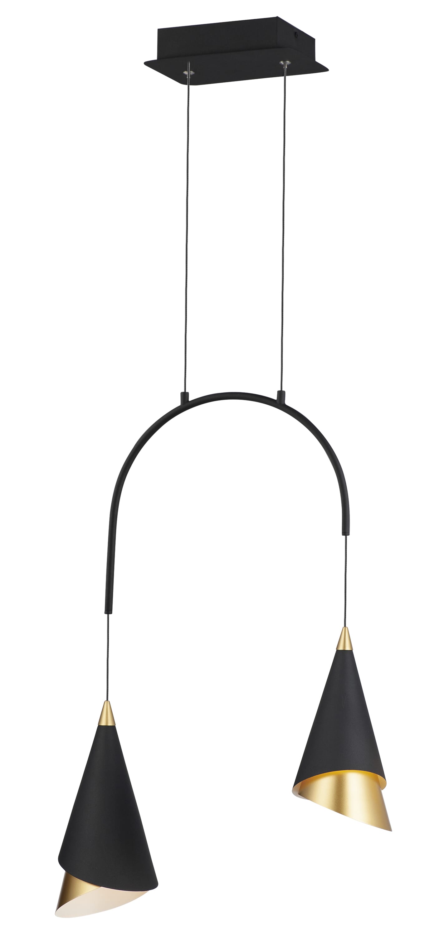 ET2 Lighting Mermaid 16.5" LED 2-Light Pendant in Black / Metallic Gold