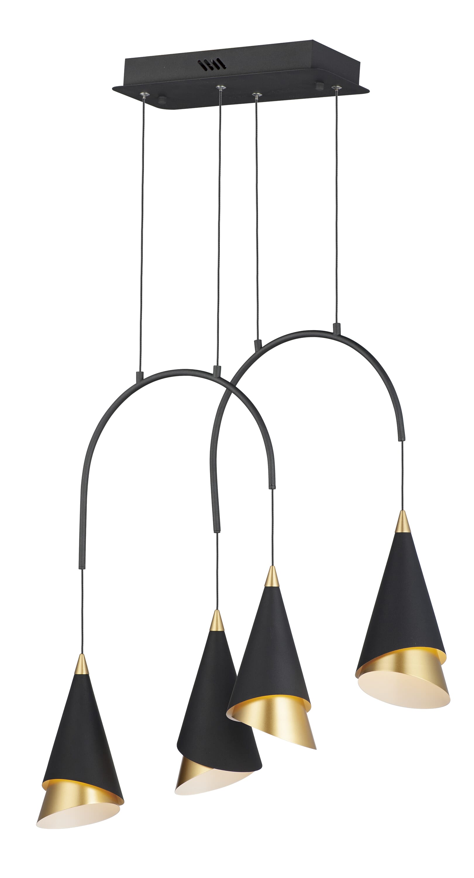 ET2 Lighting Mermaid 22.5" LED 4-Light Linear Pendant in Black / Metallic Gold