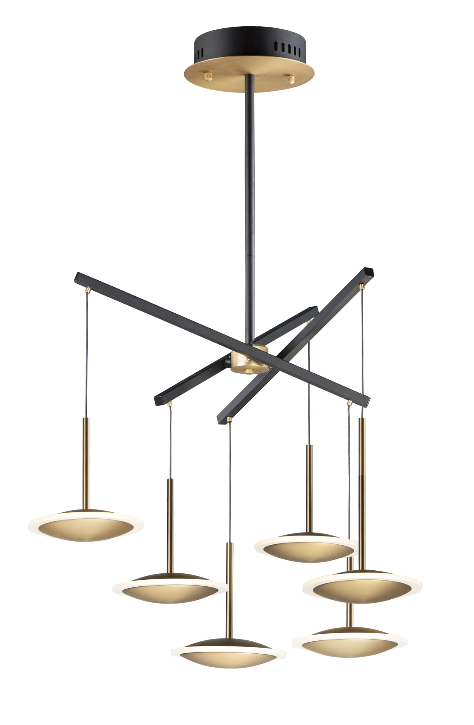 ET2 Lighting Saucer 28.5" LED 6-Light Pendant in Black / Gold