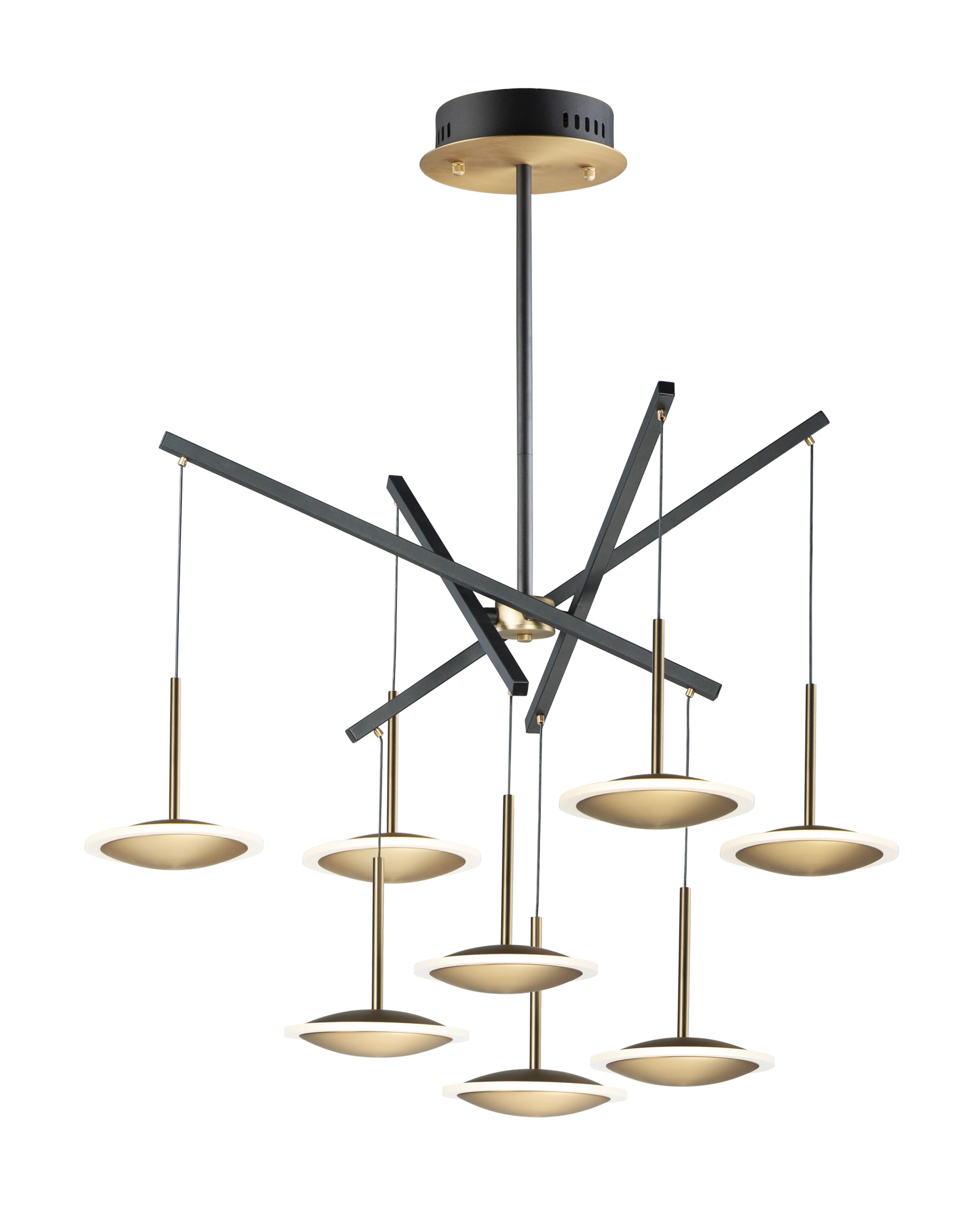 ET2 Lighting Saucer 35.5" LED 8-Light Pendant in Black / Gold