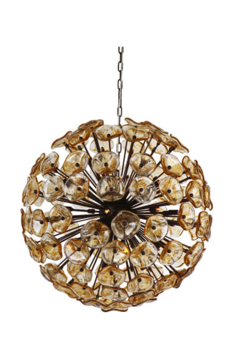 ET2 Fiori 31.5" 28-Light Amber Murano Glass Pendant in Bronze