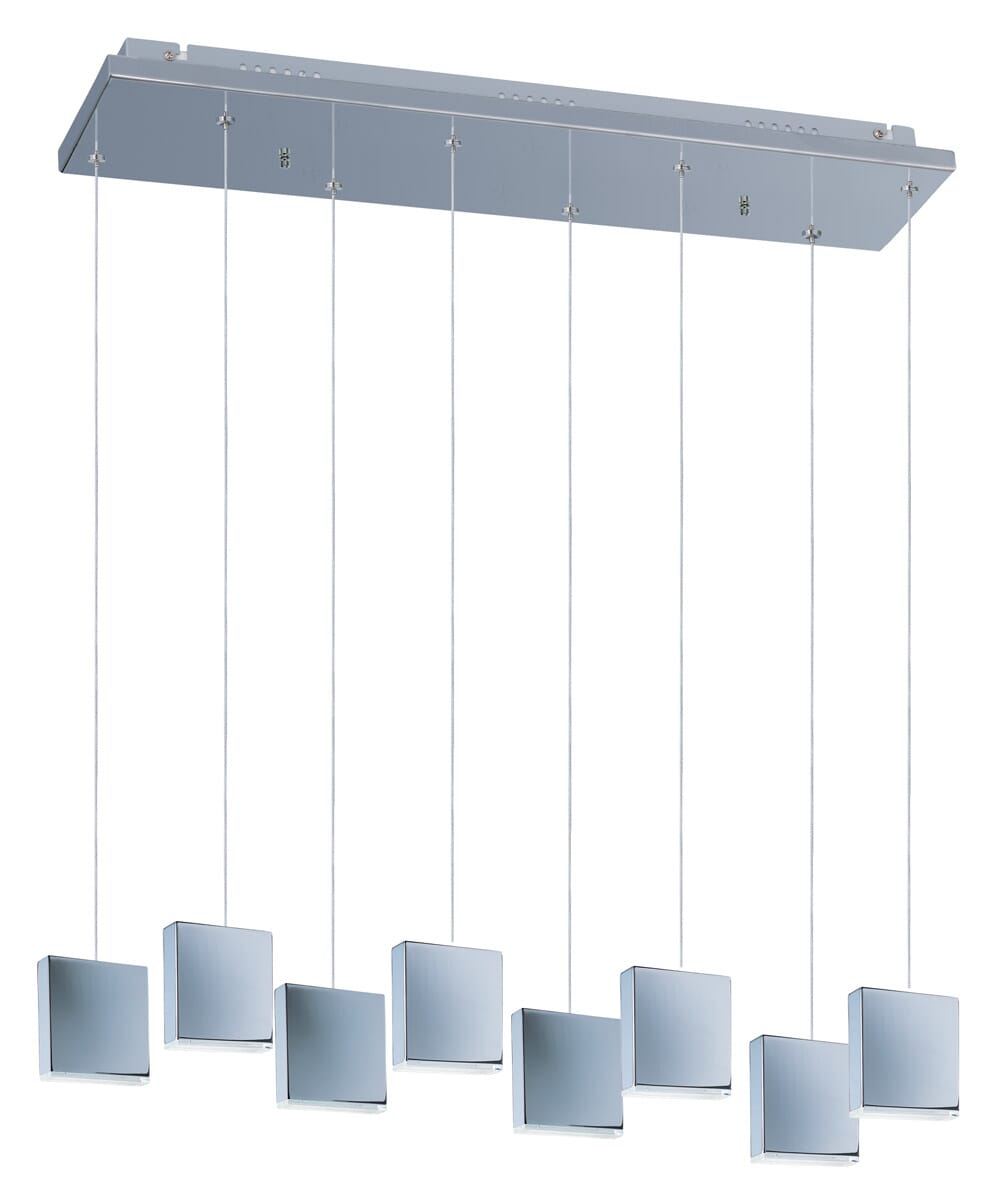 ET2 Brick 8-Light Pendant in Polished Chrome w/White Glass