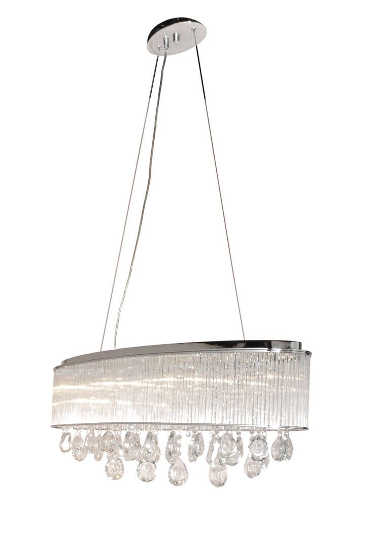 ET2 Gala 30.5" 7-Light Clear Glass Pendant in Polished Chrome