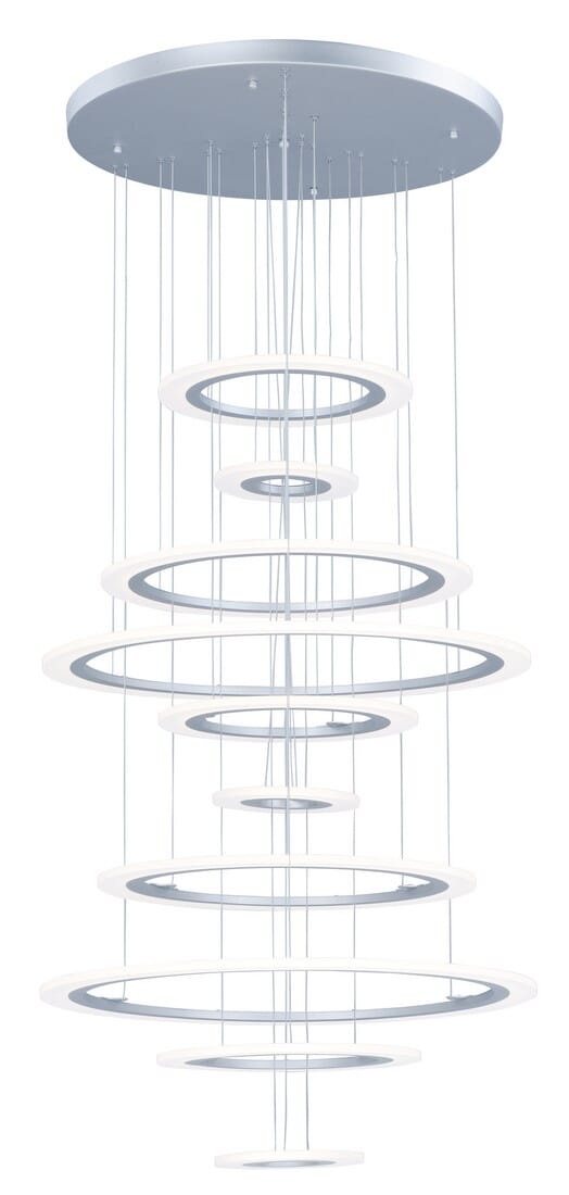 ET2 Saturn II LED 30" 10-Light Pendant in Matte Silver