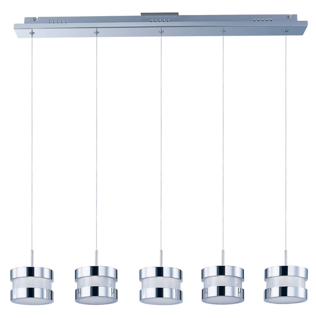 ET2 Disco 38.5" 5-Light White Glass Linear Pendant in Polished Chrome