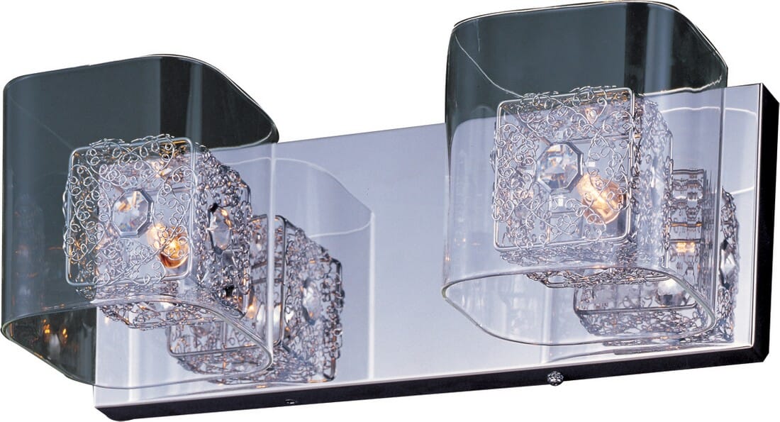 ET2 Gem 2-Light Clear Glass Bathroom Vanity Light in Polished Chrome