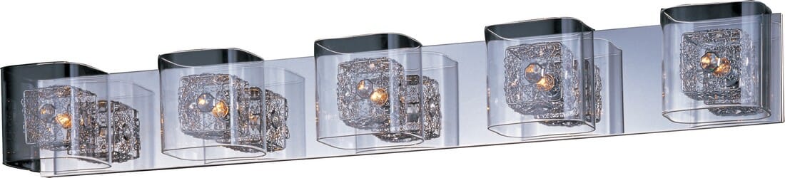 ET2 Gem 5-Light Clear Glass Bathroom Vanity Light in Polished Chrome