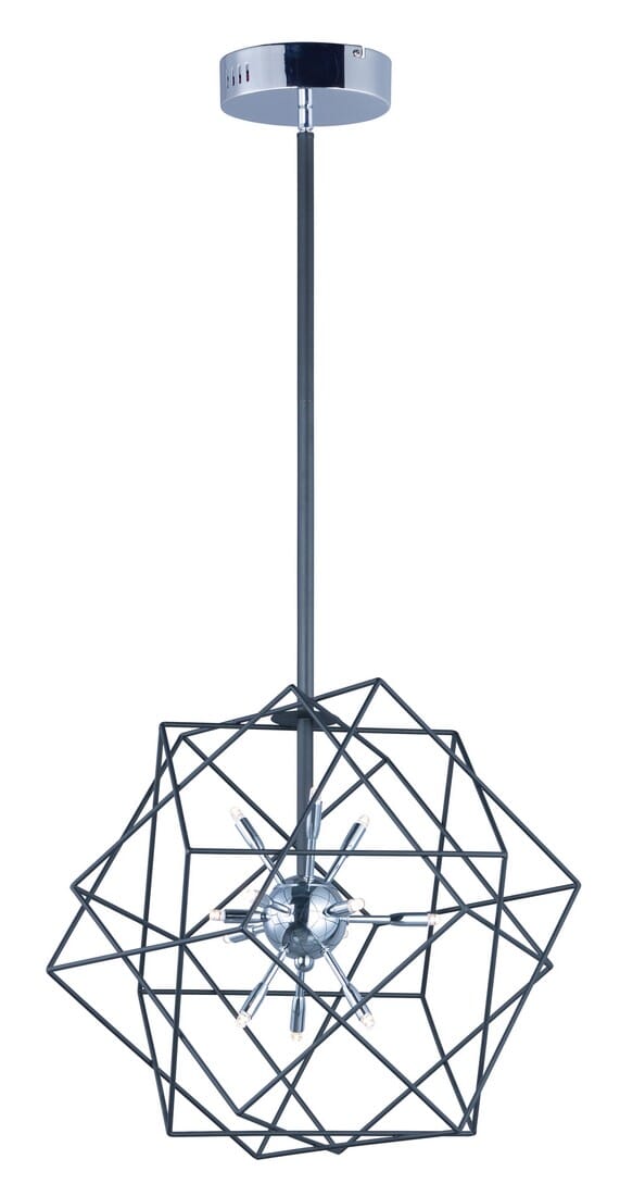 ET2 Rubic LED 20.5" 12-Light Pendant in Black and Polished Chrome