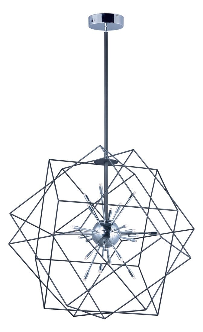 ET2 Rubic LED 33.5" 24-Light Pendant in Black and Polished Chrome