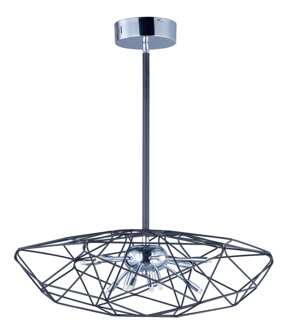 ET2 Rubic LED 23" 12-Light Pendant in Black and Polished Chrome