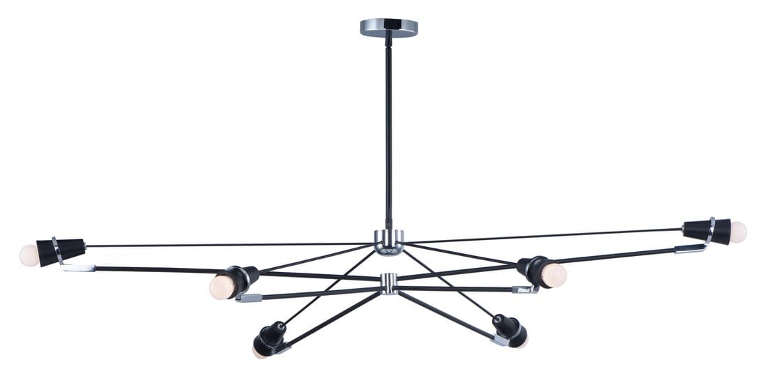 ET2 Bounce LED 55.25" 6-Light Pendant in Black and Polished Chrome