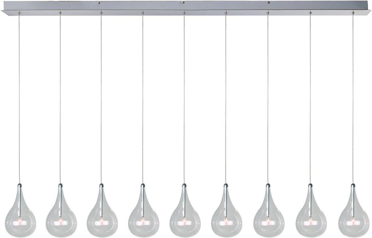 ET2 Larmes 9-Light 56" Polished Chrome Linear Pendant