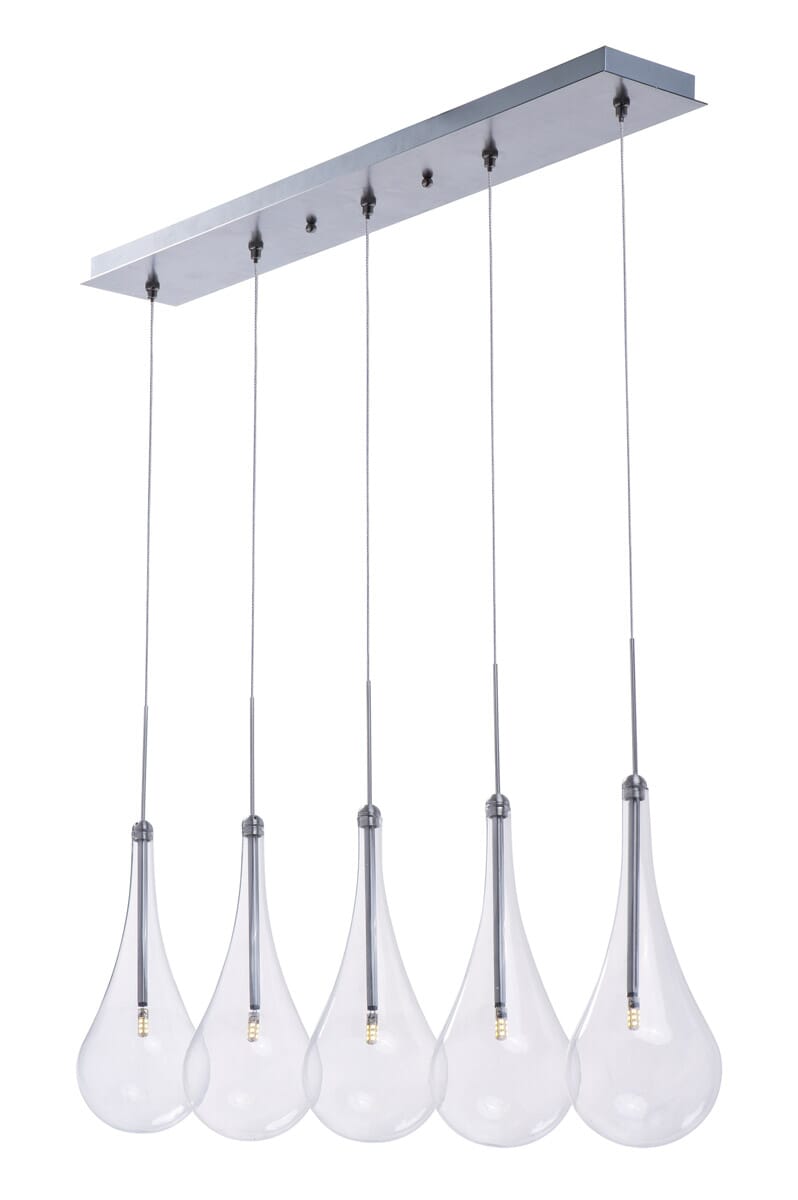 ET2 Larmes LED 5-Light Island Pendant, Polished Chrome