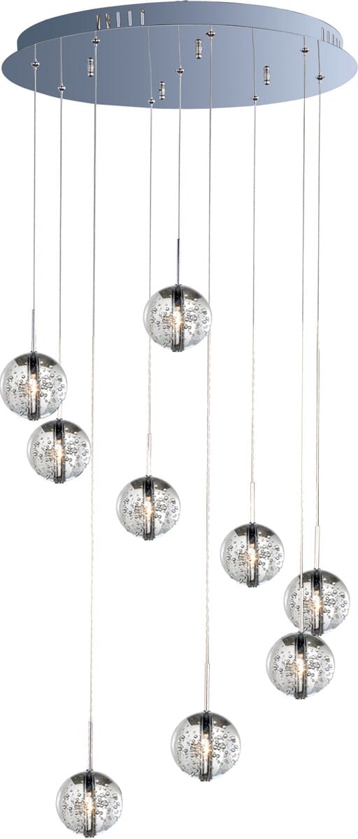 ET2 Orb 9-Light Xenon Pendant, Polished Chrome