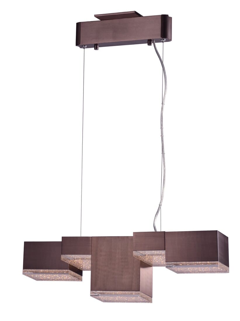 ET2 Pizzazz LED 24.25" 5-Light Clear Ice Pendant in Coffee