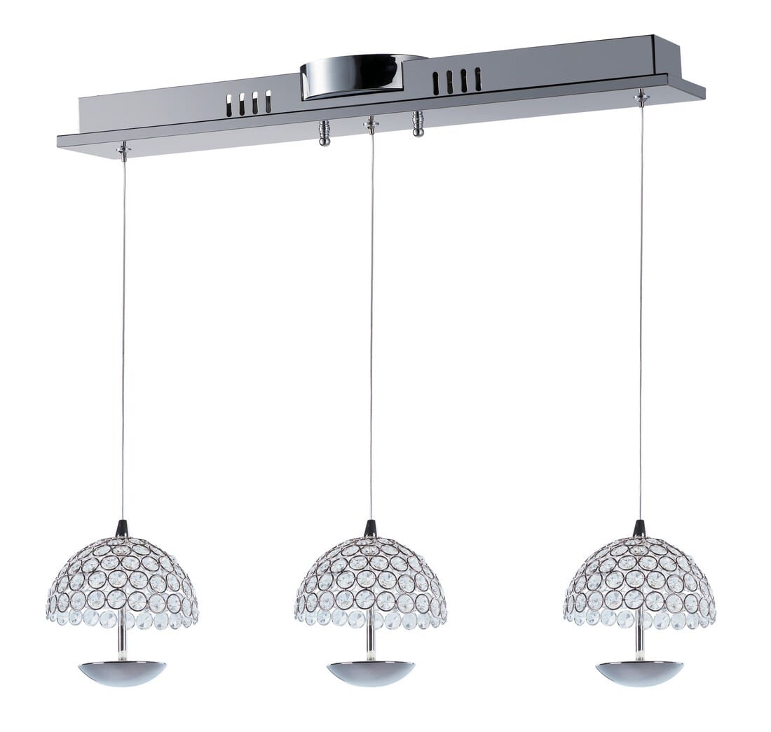 ET2 Parasol 26" 3-Light Crystal Pendant in Polished Chrome