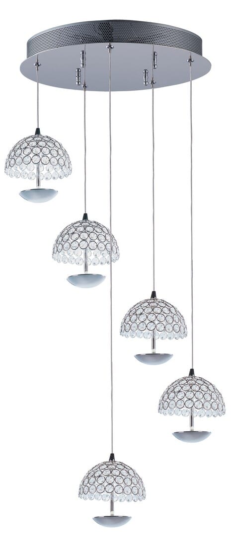 ET2 Parasol 16.5" 5-Light Crystal Pendant in Polished Chrome