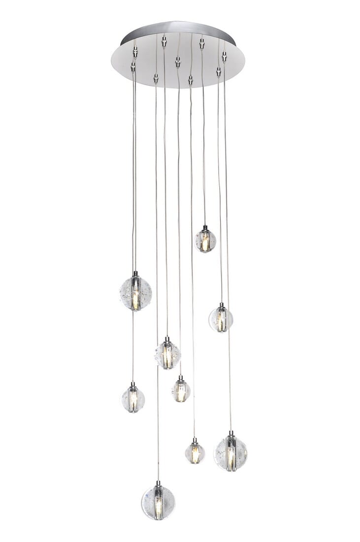 ET2 Harmony 12.75" 9-Light Bubble Glass Pendant in Polished Chrome