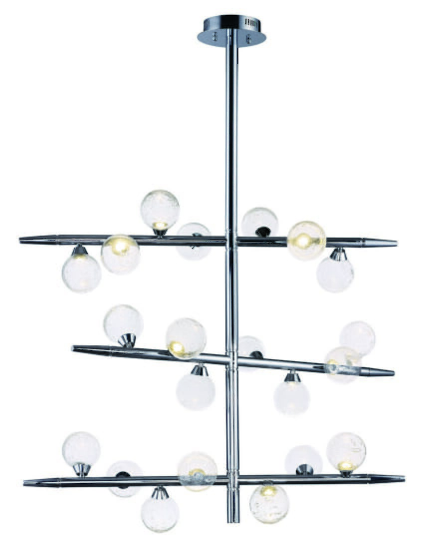 ET2 Bubbly LED 38.5" 21-Light Bubble Glass Pendant in Polished Chrome