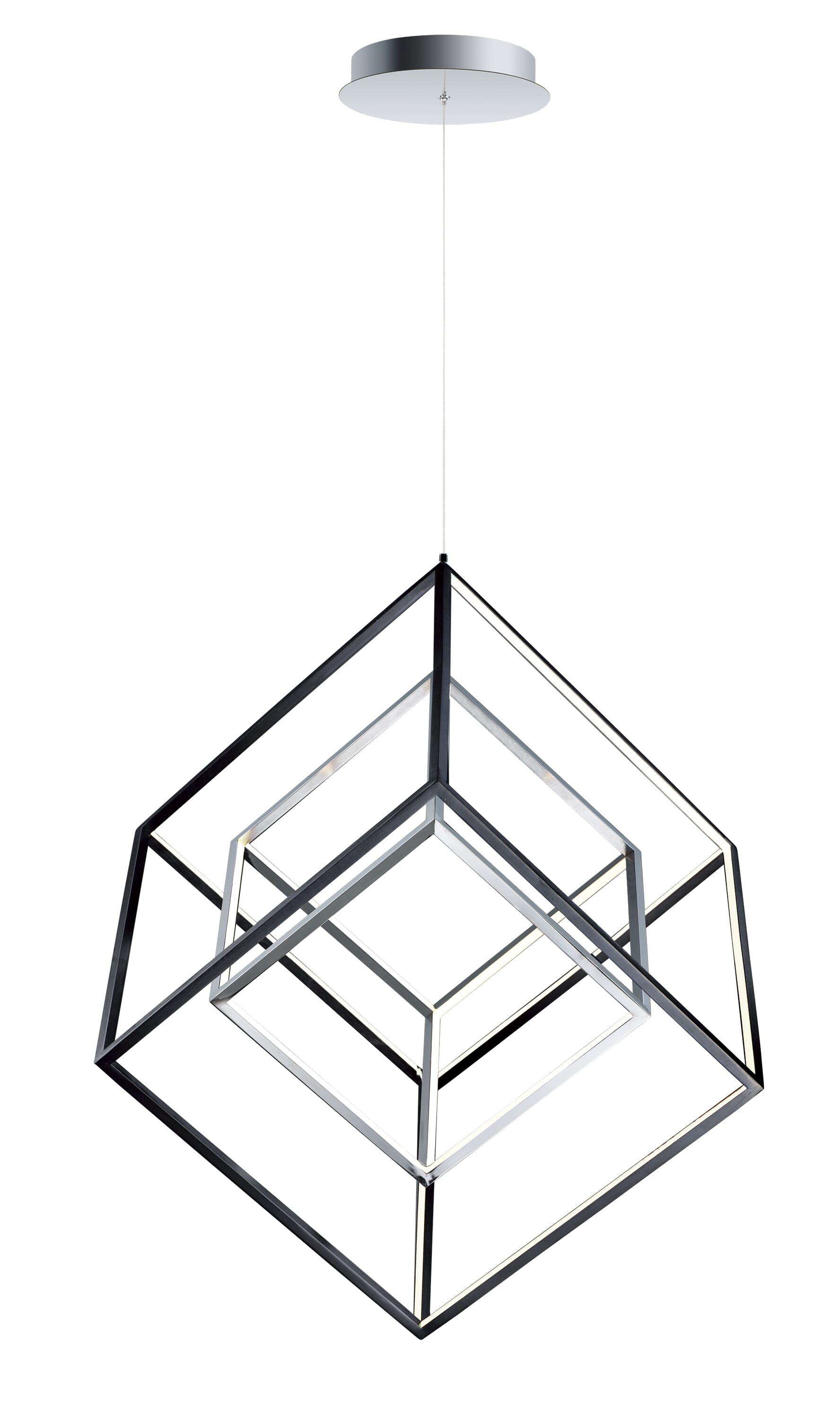 ET2 Lighting 4 Square 30.5" 2-Light LED Pendant in Black / Polished Chrome