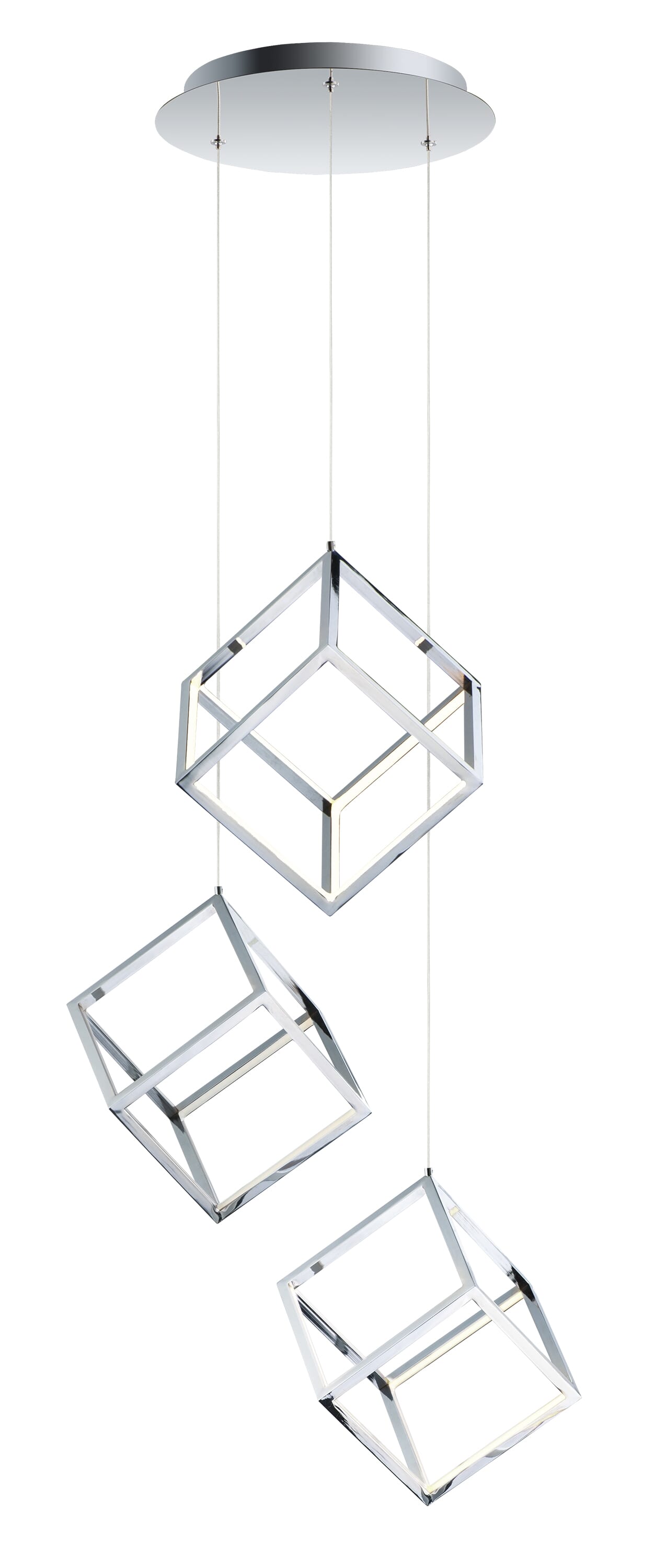 ET2 Lighting 4 Square 11.75" 3-Light LED Pendant in Polished Chrome