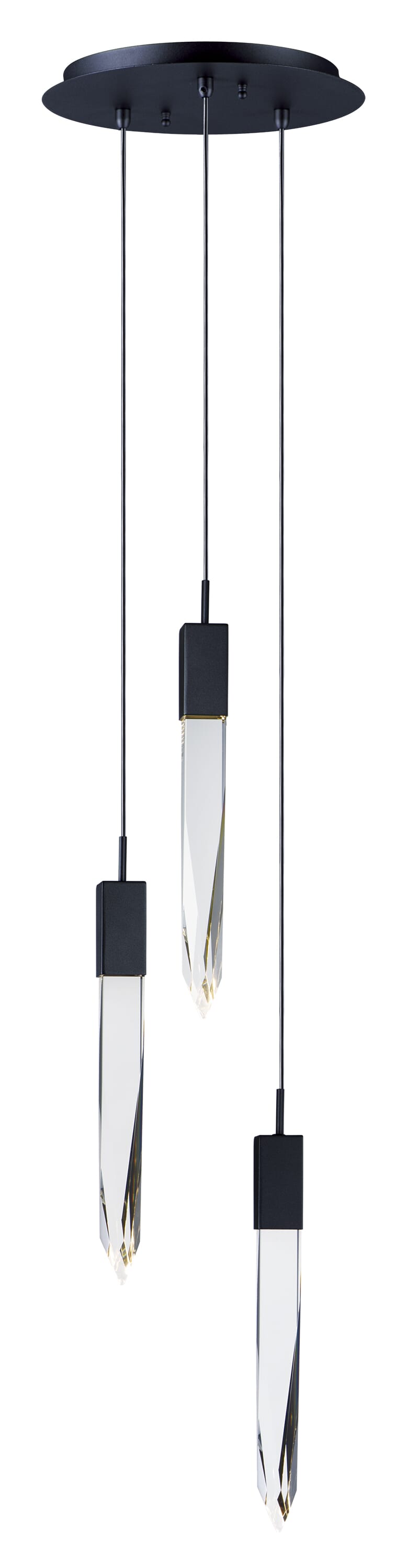 ET2 Lighting Quartz 13" LED 3-Light Pendant in Black