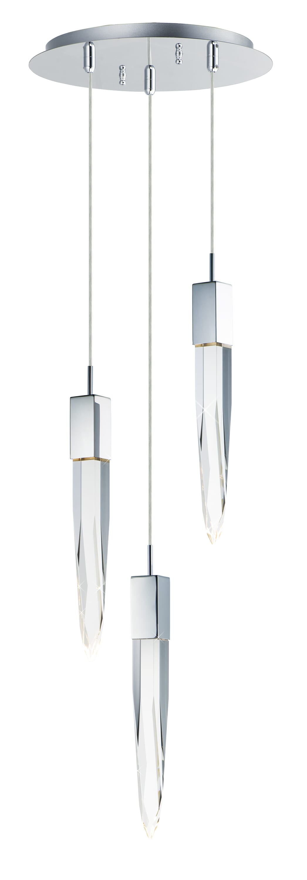 ET2 Lighting Quartz 13" LED 3-Light Pendant in Polished Chrome