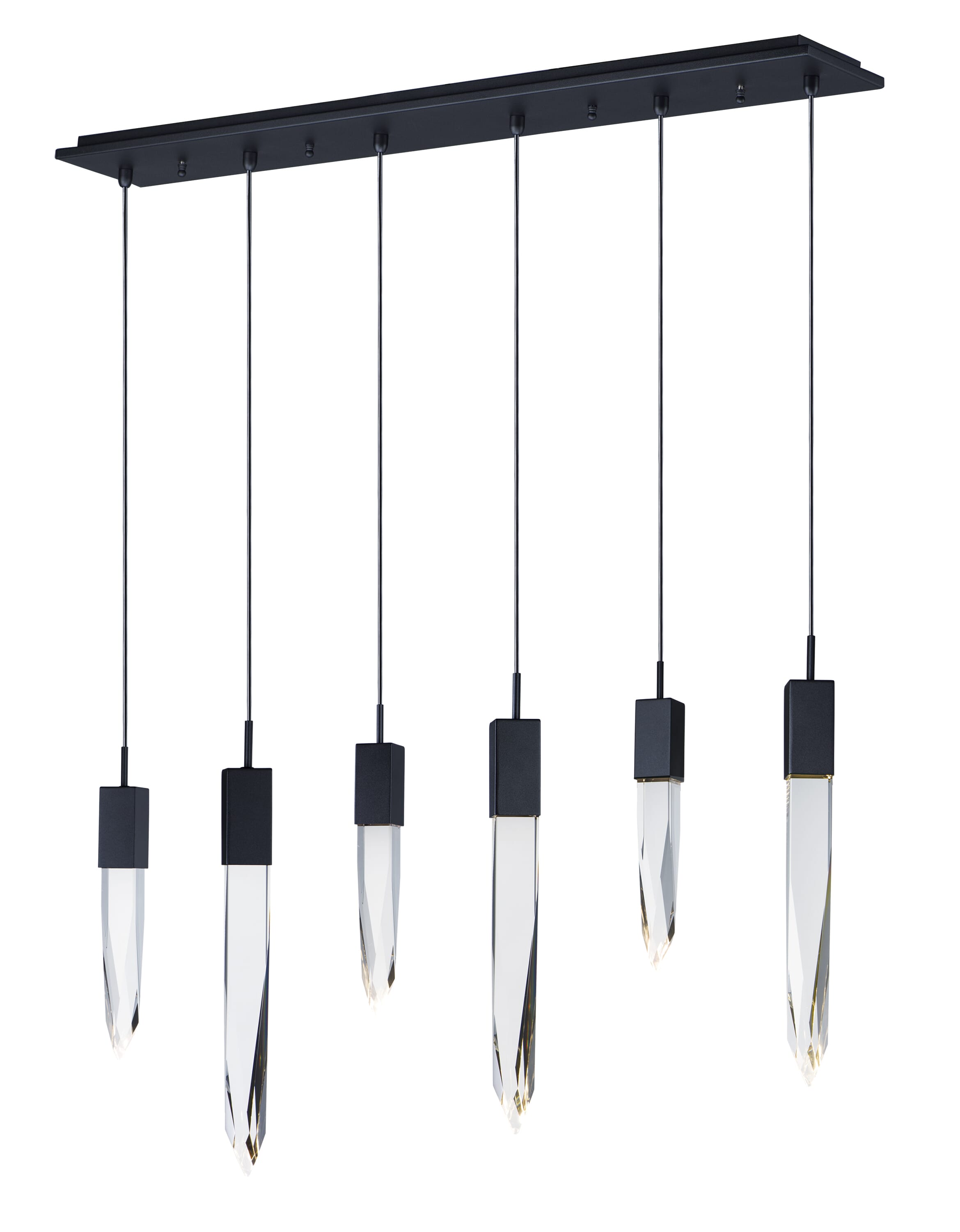 ET2 Lighting Quartz 39.25" LED 6-Light Linear Pendant in Black