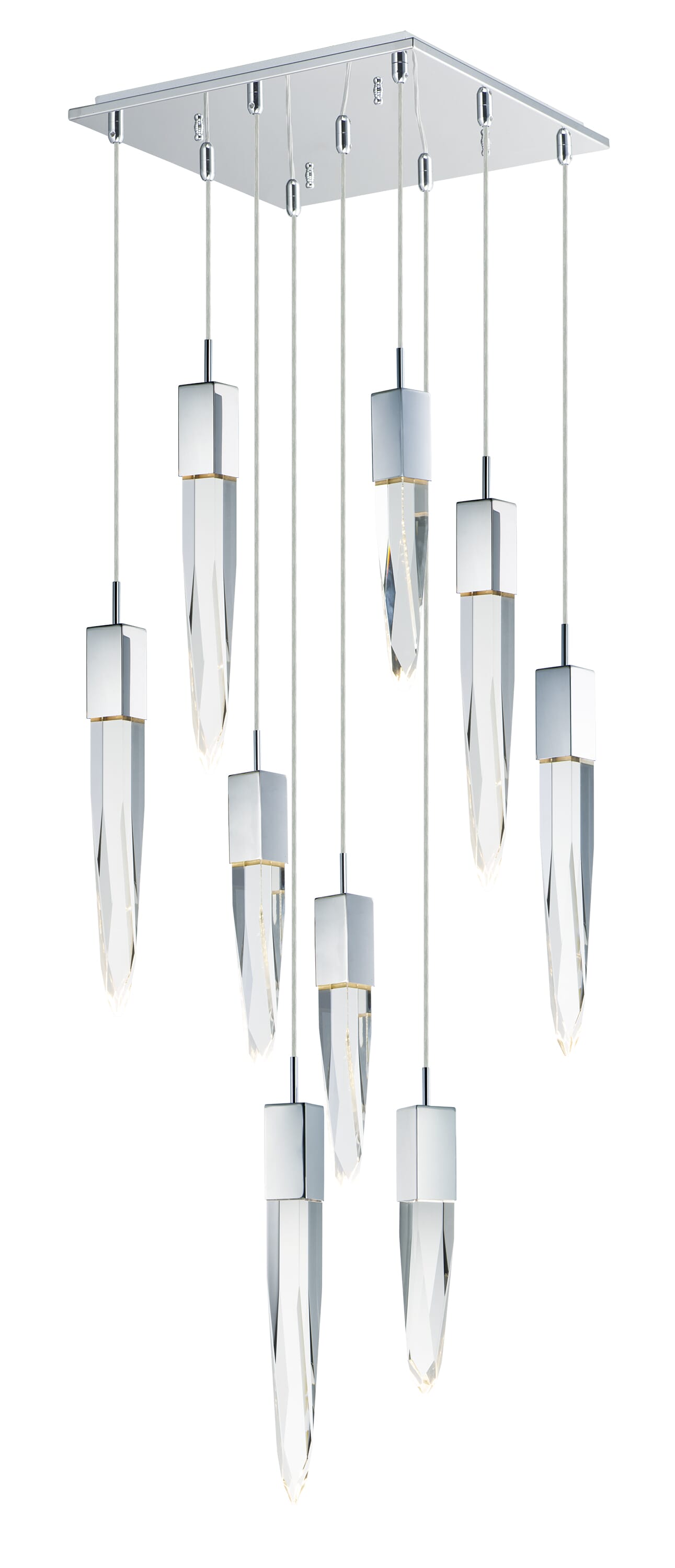 ET2 Lighting Quartz 15.75" LED 9-Light Pendant in Polished Chrome