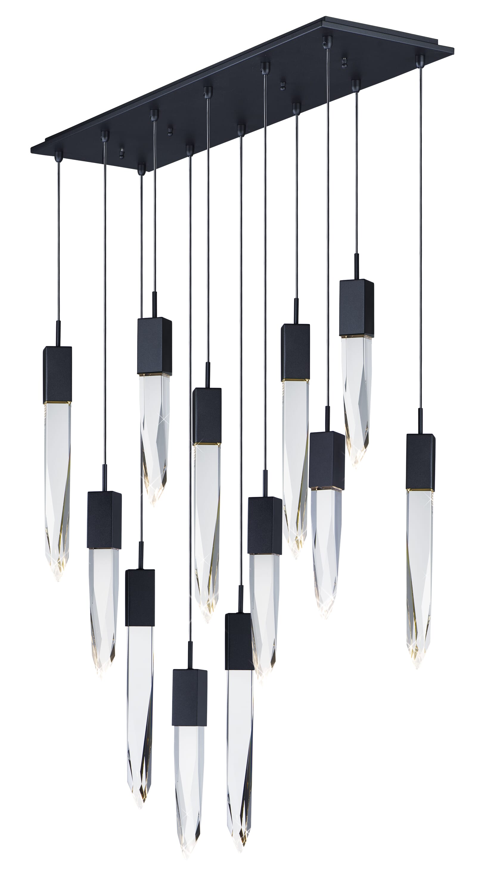 ET2 Lighting Quartz 39.25" LED 12-Light Pendant in Black