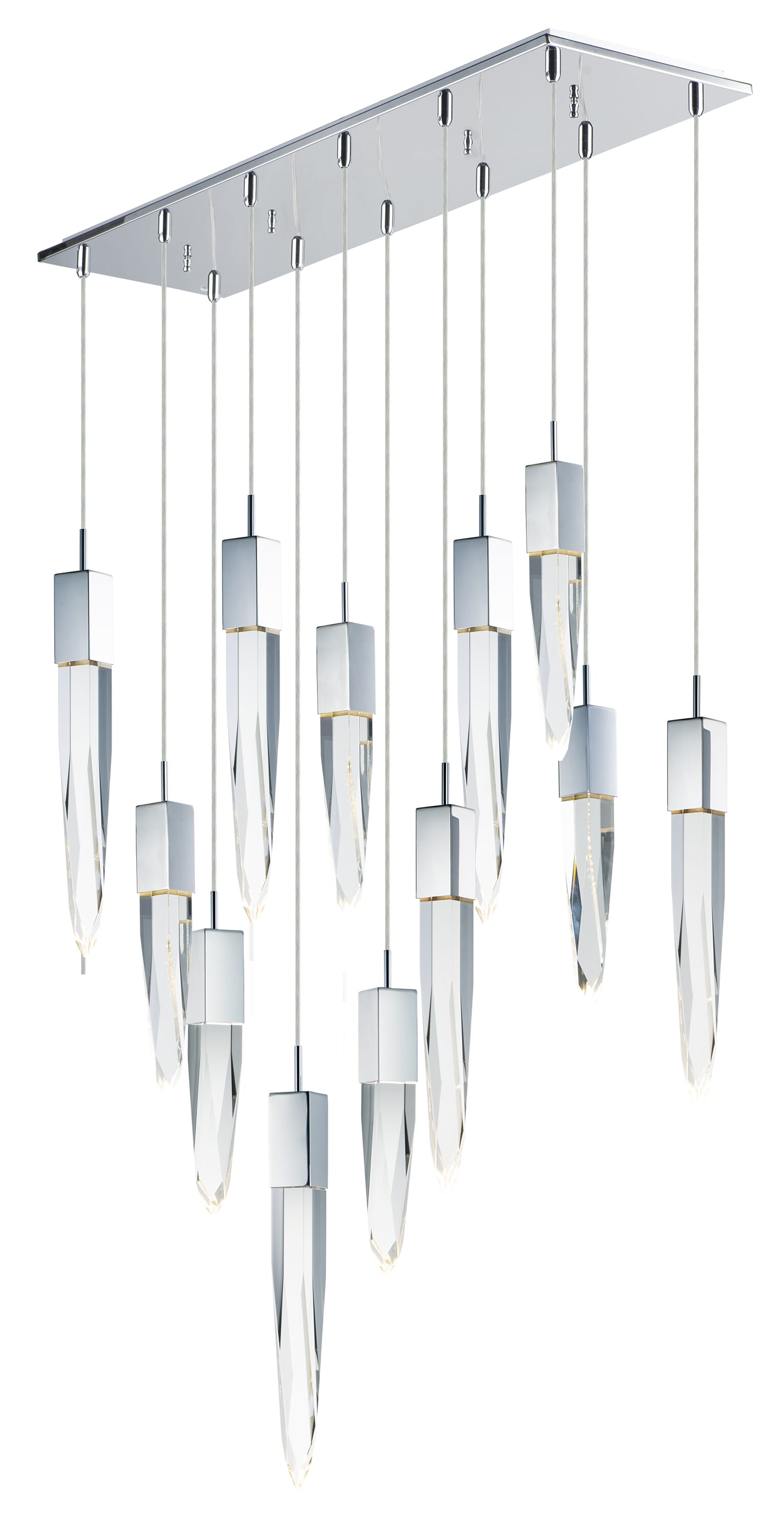 ET2 Lighting Quartz 39.25" LED 12-Light Pendant in Polished Chrome