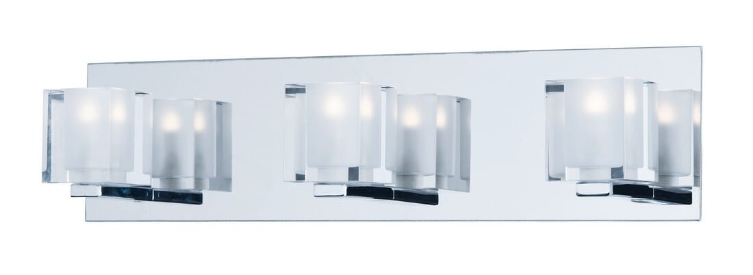 ET2 Blocs LED 19.5" 3-Light Clear Glass Bathroom Vanity Light in Polished Chrome