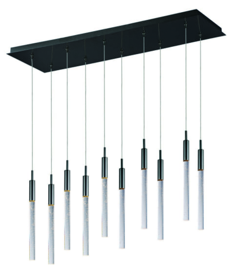 ET2 Scepter 33.75" 10-Light Bubble Glass Linear Pendant in Black Chrome