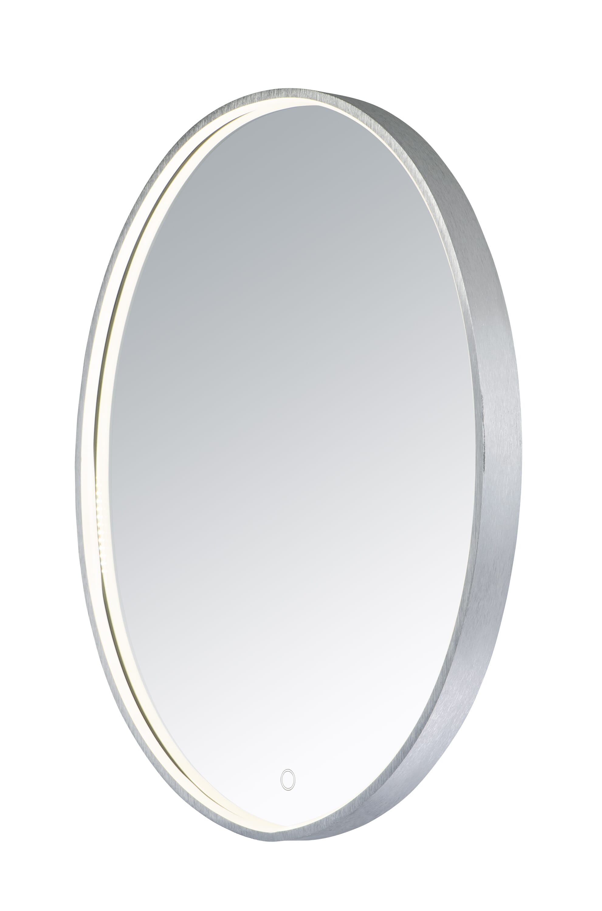 ET2 Lighting Mirror 29.5" LED Oval Lighted Mirror in Brushed Aluminum