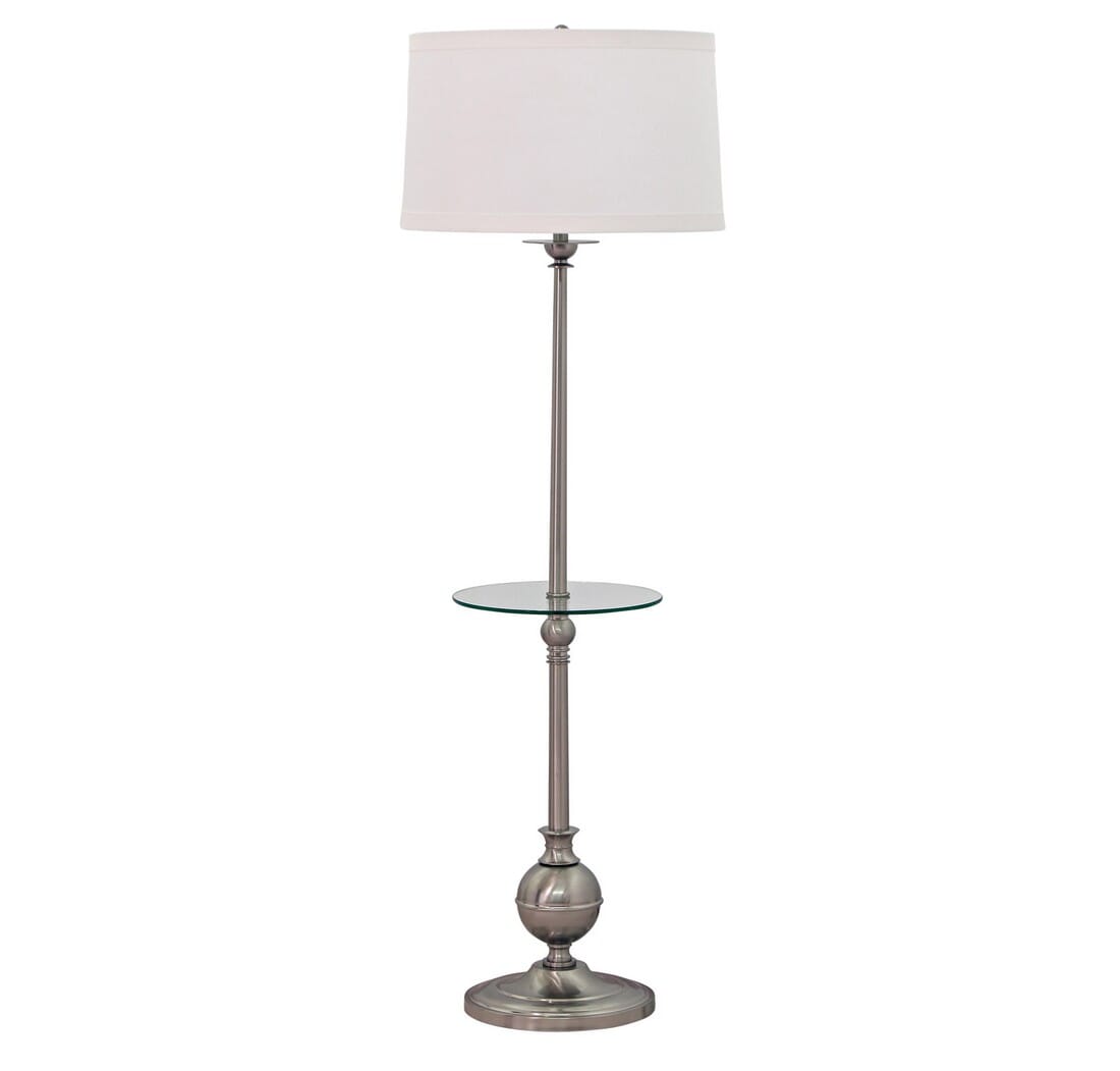 House of Troy Essex 56" Floor Lamp w/ Table in Satin Nickel