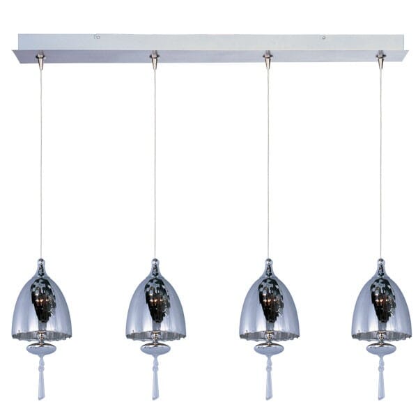 ET2 Chute 34.25" 4-Light Matte White Linear Pendant in Satin Nickel