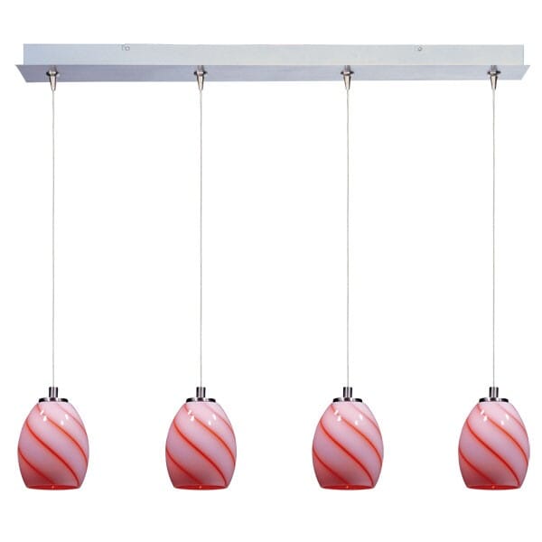 ET2 Swirl 34.25" 4-Light Tangerine Swirl Linear Pendant in Satin Nickel