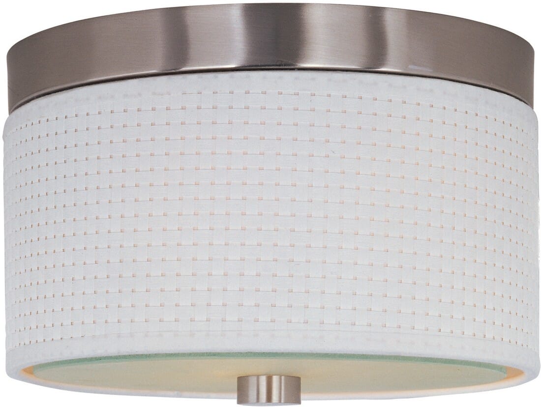 ET2 Elements 10" 2-Light White Weave Flush Mount in Satin Nickel