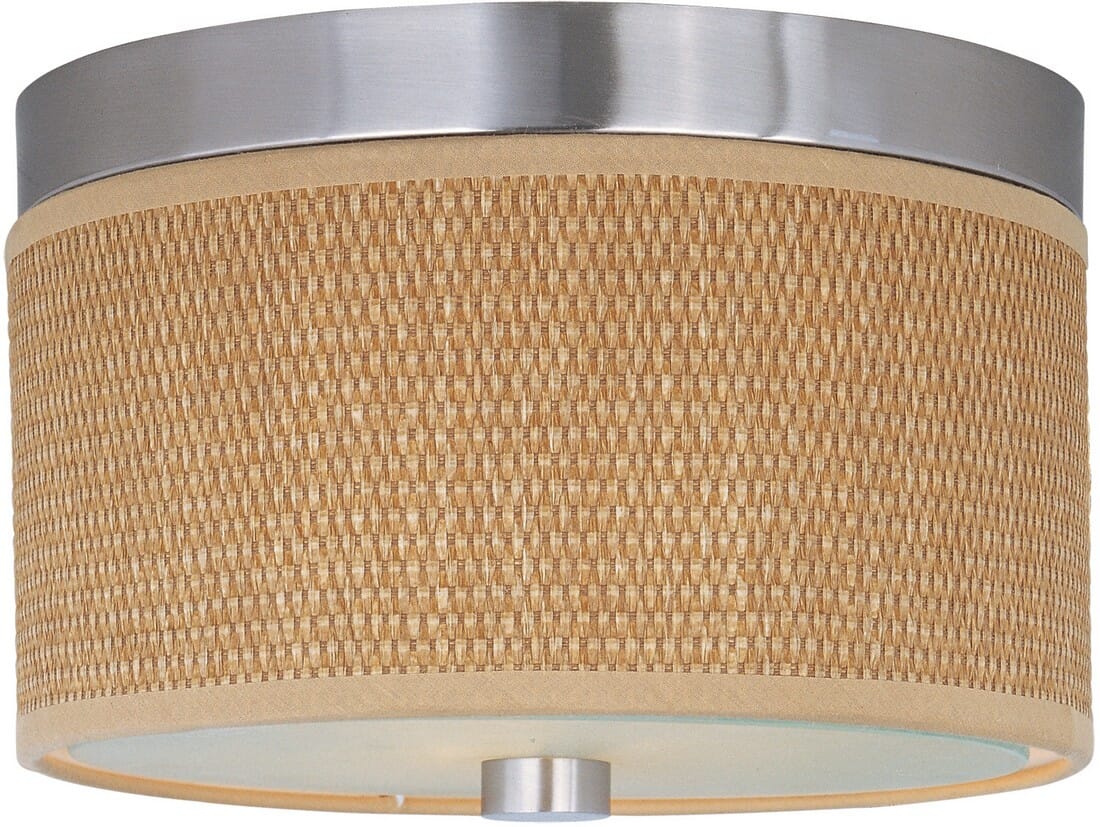 ET2 Elements 2-Light Grass Cloth Flush Mount in Satin Nickel