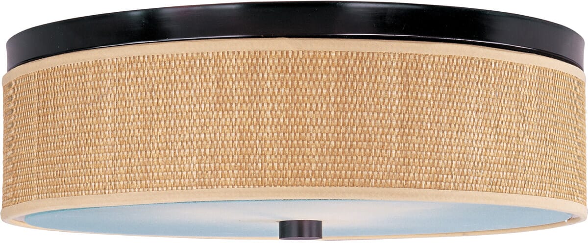 ET2 Elements 3-Lt. Drum Flush Mount in Oil Rubbed Bronze & Cloth Shade