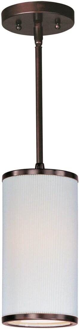 ET2 Elements 5.25" Stem White Pleat Mini Pendant in Oil Rubbed Bronze