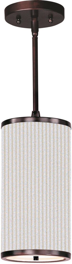 ET2 Elements 6.25" White Pleat Shade Mini Pendant in Oil Rubbed Bronze