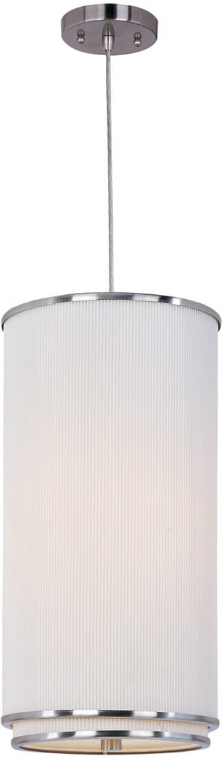 ET2 Elements 9.75" White Pleat Shade Mini Pendant in Satin Nickel