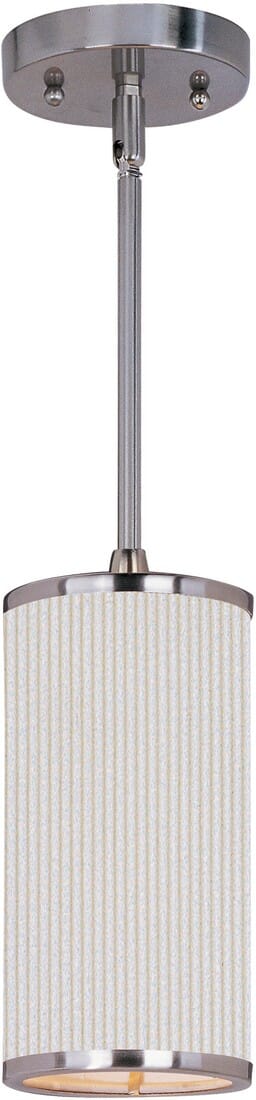 ET2 Elements 5.25" White Pleat Mini Pendant in Satin Nickel