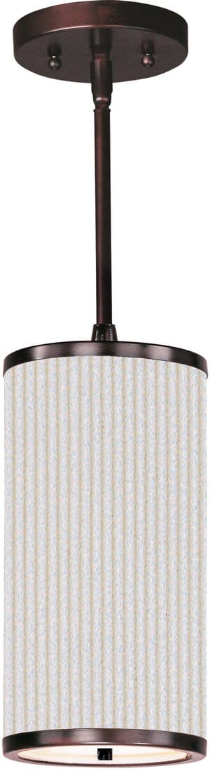 ET2 Elements 6.25" White Pleat Mini Pendant in Oil Rubbed Bronze