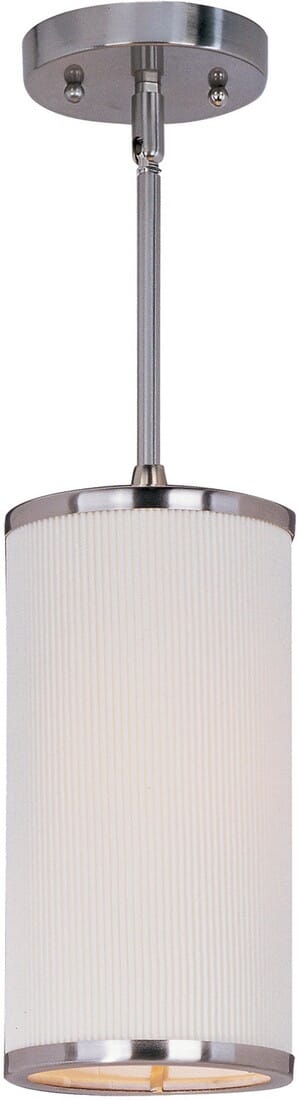 ET2 Elements 6.25" White Pleat Shade Mini Pendant in Satin Nickel