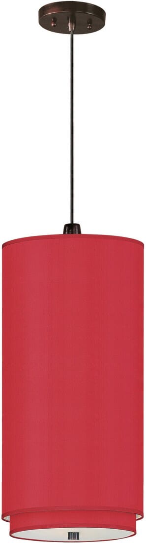 ET2 Elements 9.75" Crimson Silk Shade Mini Pendant in Oil Rubbed Bronze