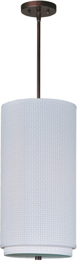 ET2 Elements 9.75" White Weave Shade Mini Pendant in Oil Rubbed Bronze